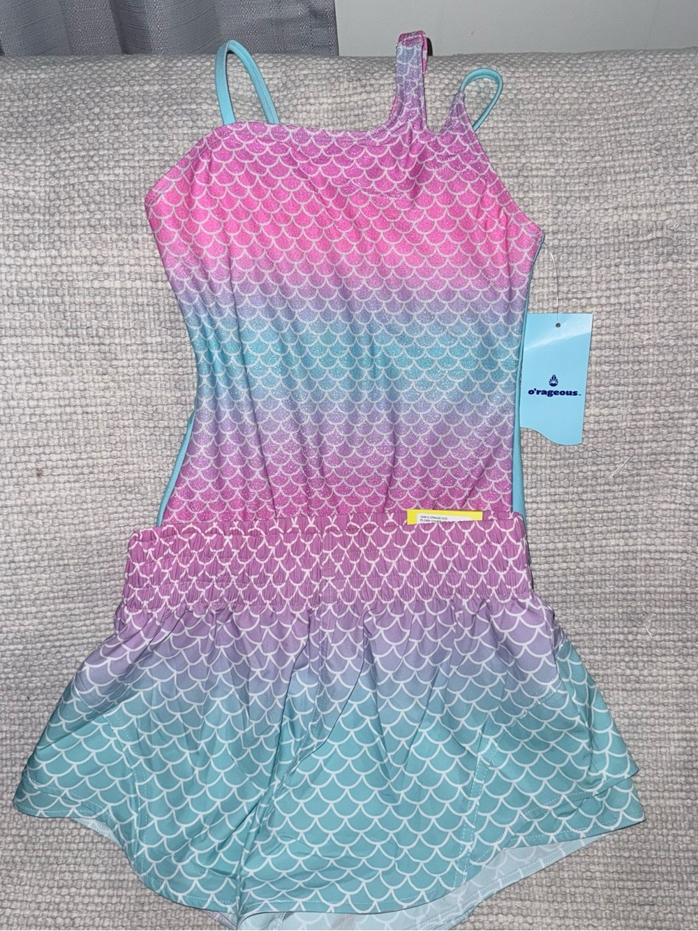 O’rageous Swimsuit Short Set Mermaid Ombré Girls 14 NWT